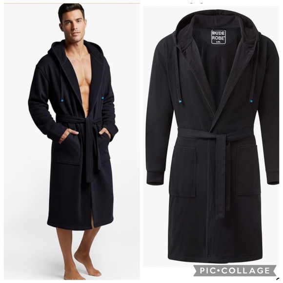 DudeRobe Black Hooded Luxury Robe As Seen On Shark Tank Size S/M - Picture 1 of 9
